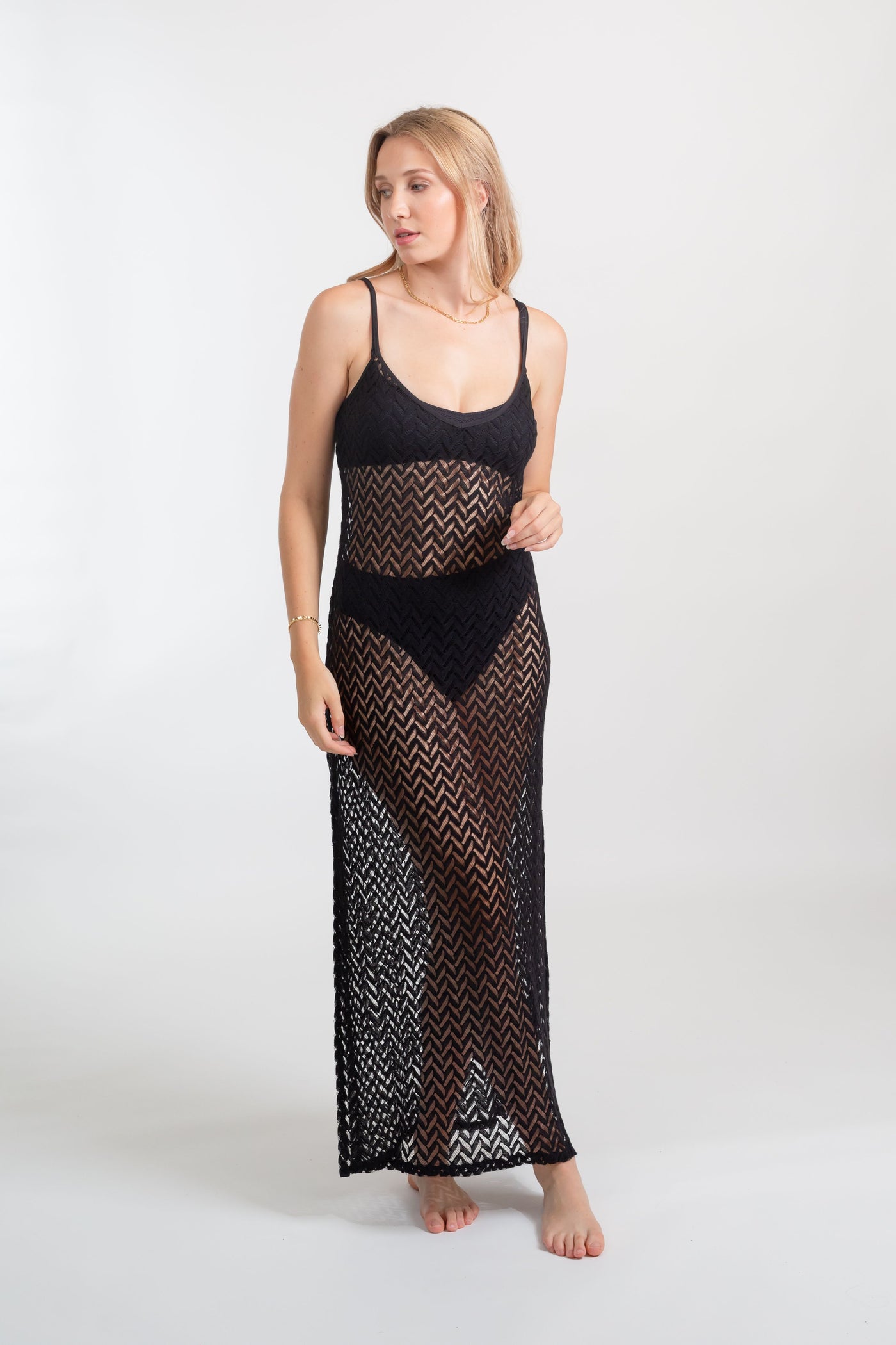 KOY Resort Zuma Crochet Beach Cover Up Slip Dress