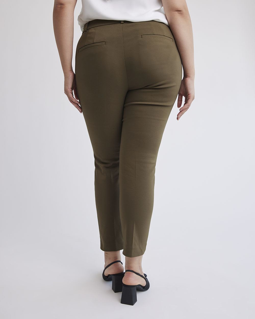 Mid-Rise Slim-Leg Solid Curvy Pant - 28"