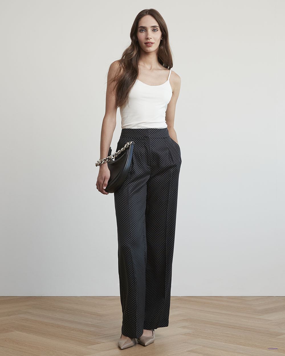 Polka Dot High-Rise Wide-Leg Tencel Pant