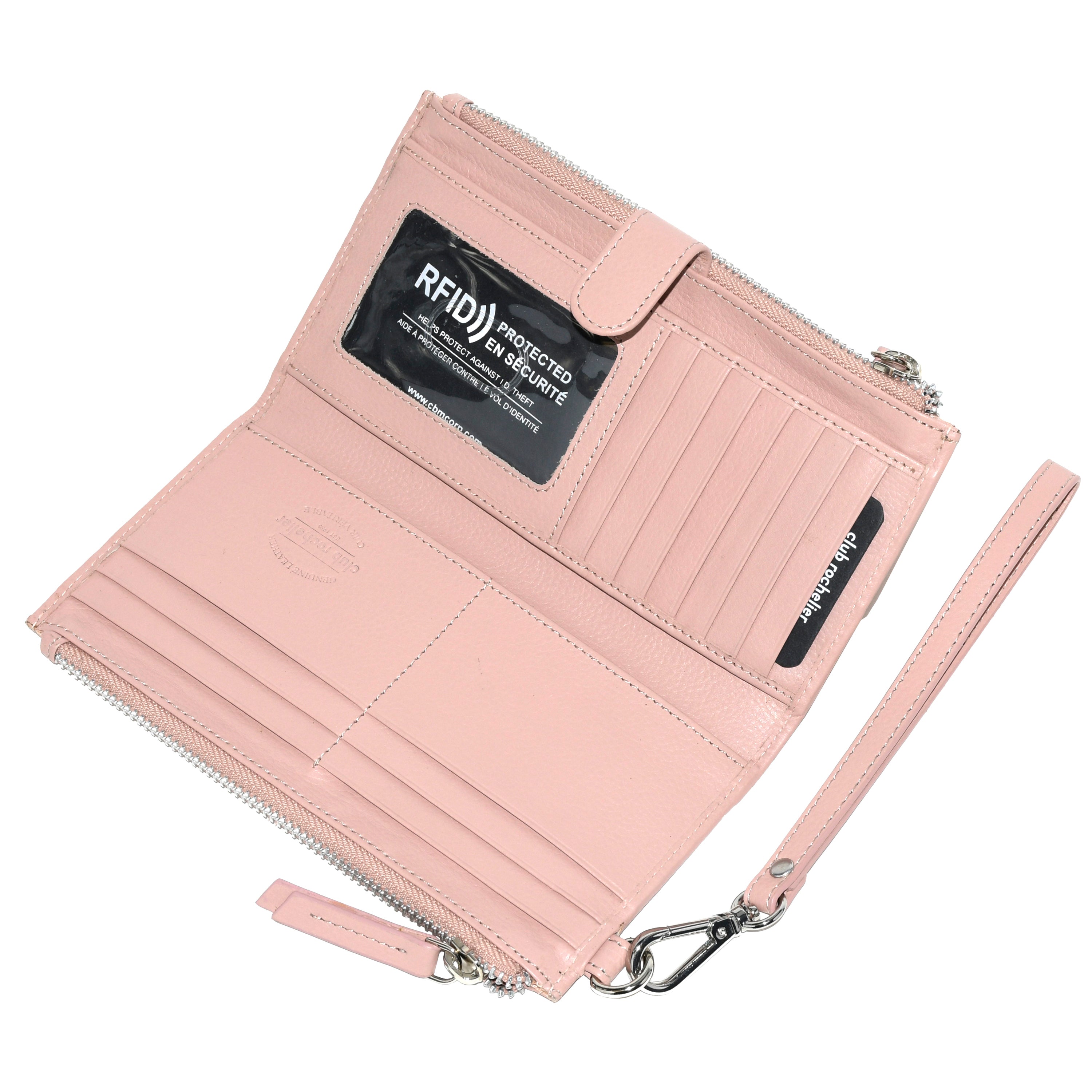 Club Rochelier Ladies' Leather Double Zip Clutch Wallet