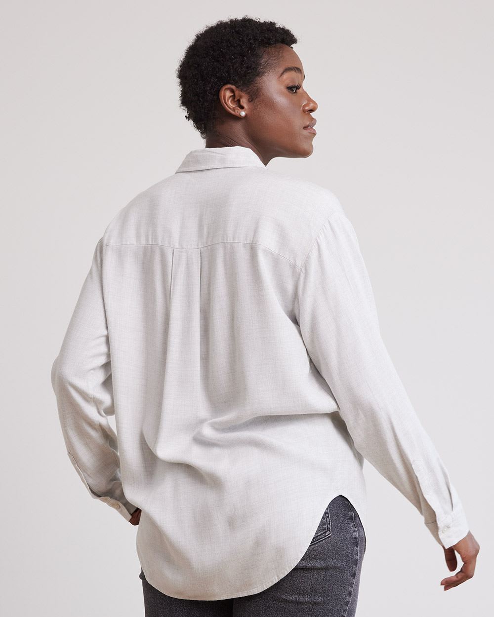 Long-Sleeve Buttoned-Down Brushed Twill Blouse