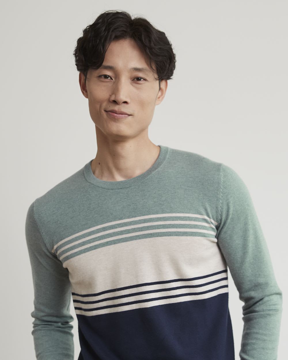 Crew-Neck Sweater with Colour Blocks