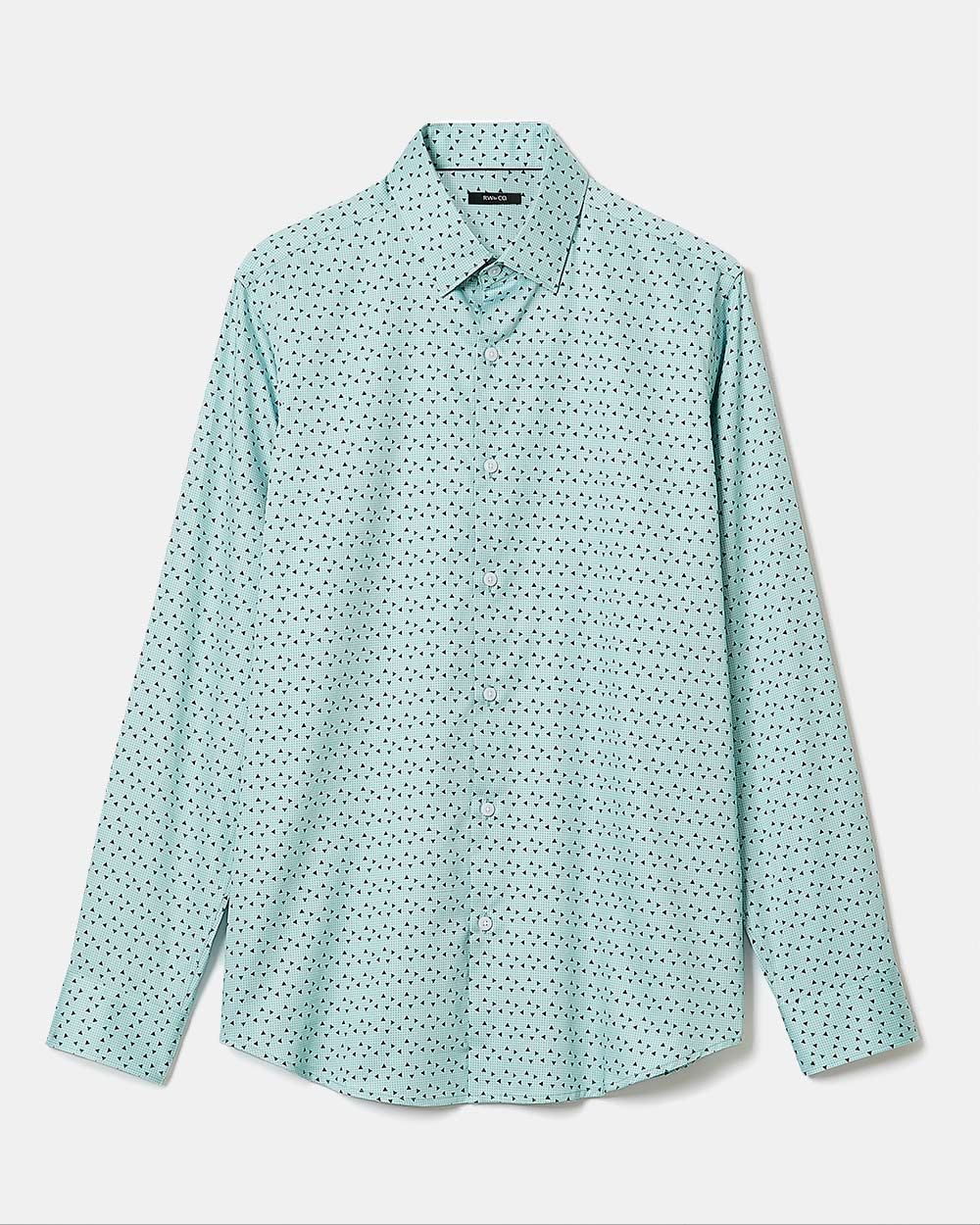 Blue Regular-Fit Dress Shirt with Triangle Pattern