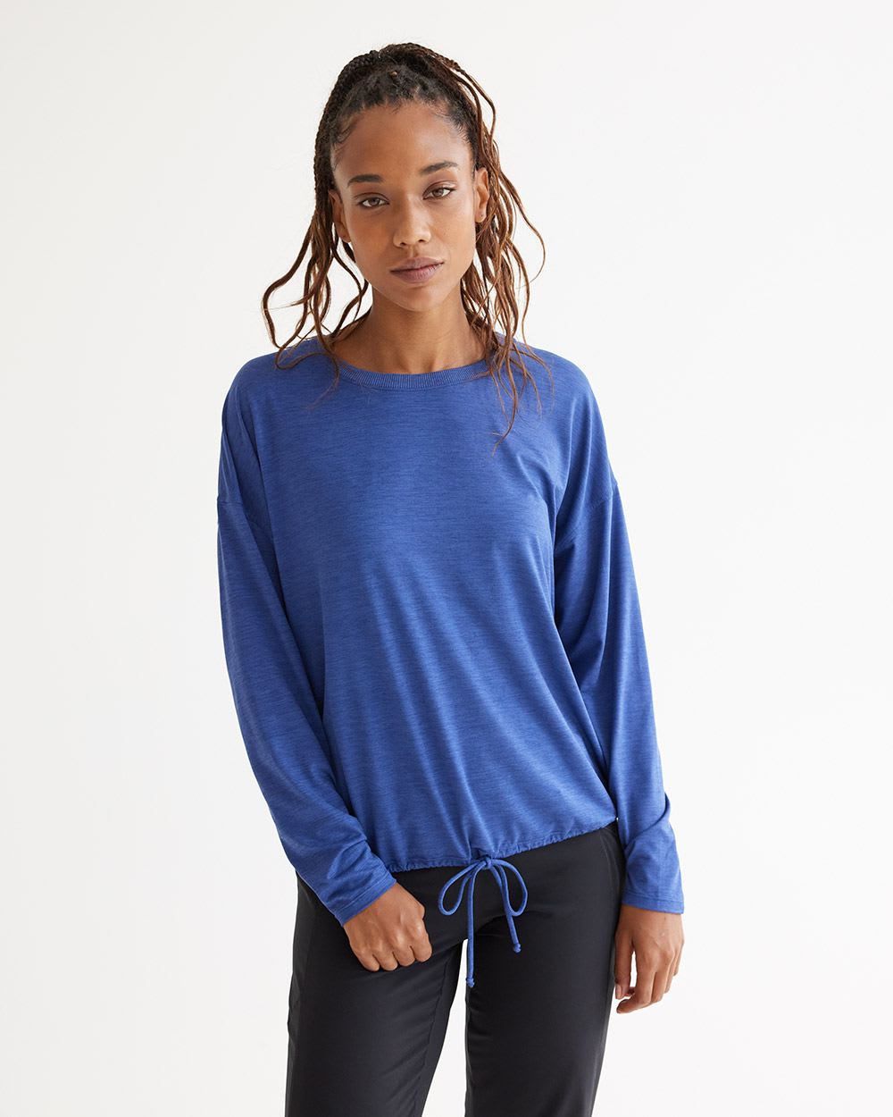 Long-Sleeve Crew-Neck Tee with Drawcord - Dry Lux Hyba