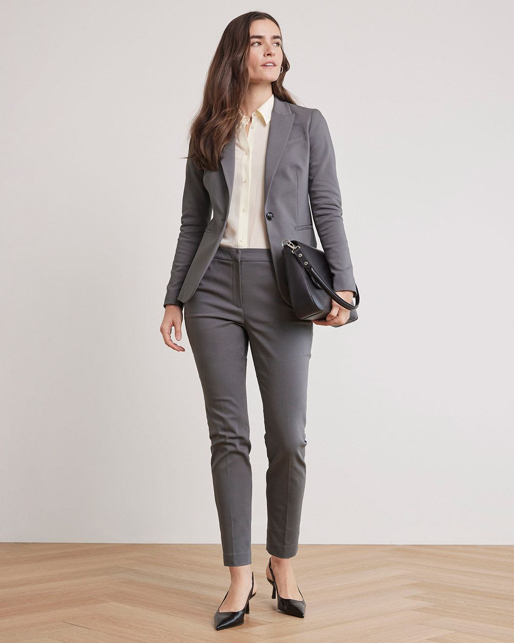 Mid-Rise Slim-Leg Solid Curvy Pant - 28"