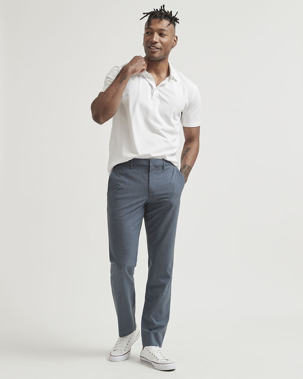 MotionFlexx (R) Tailored Fit Plaid Blue City Pant
