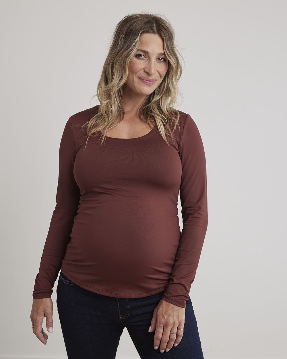 Long-Sleeve Scoop-Neck Top - Thyme Maternity