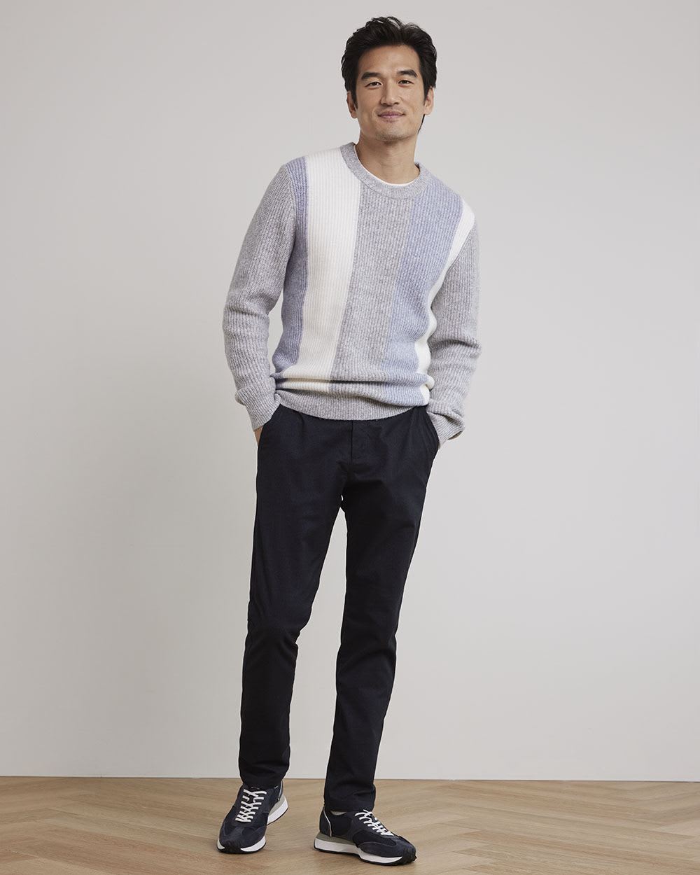 Striped Long-Sleeve Crew-Neck Sweater