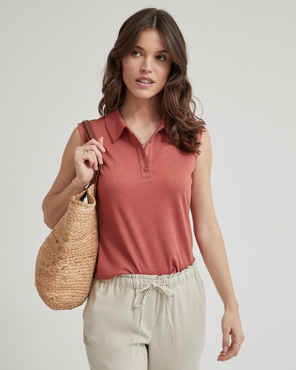 Textured Polo Cami