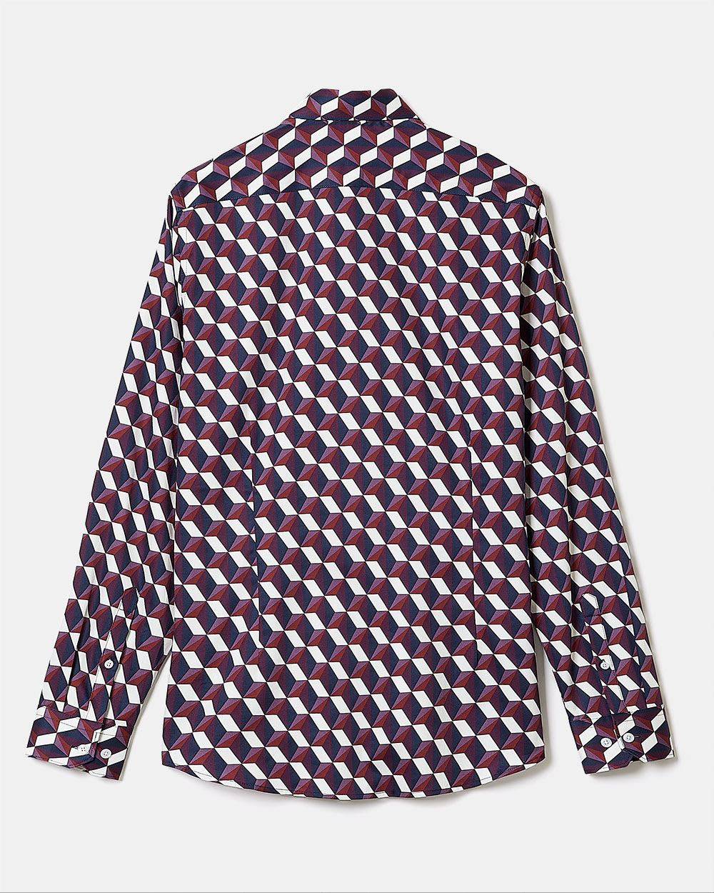 Slim-Fit Dress Shirt with Large Psychedelic Pattern