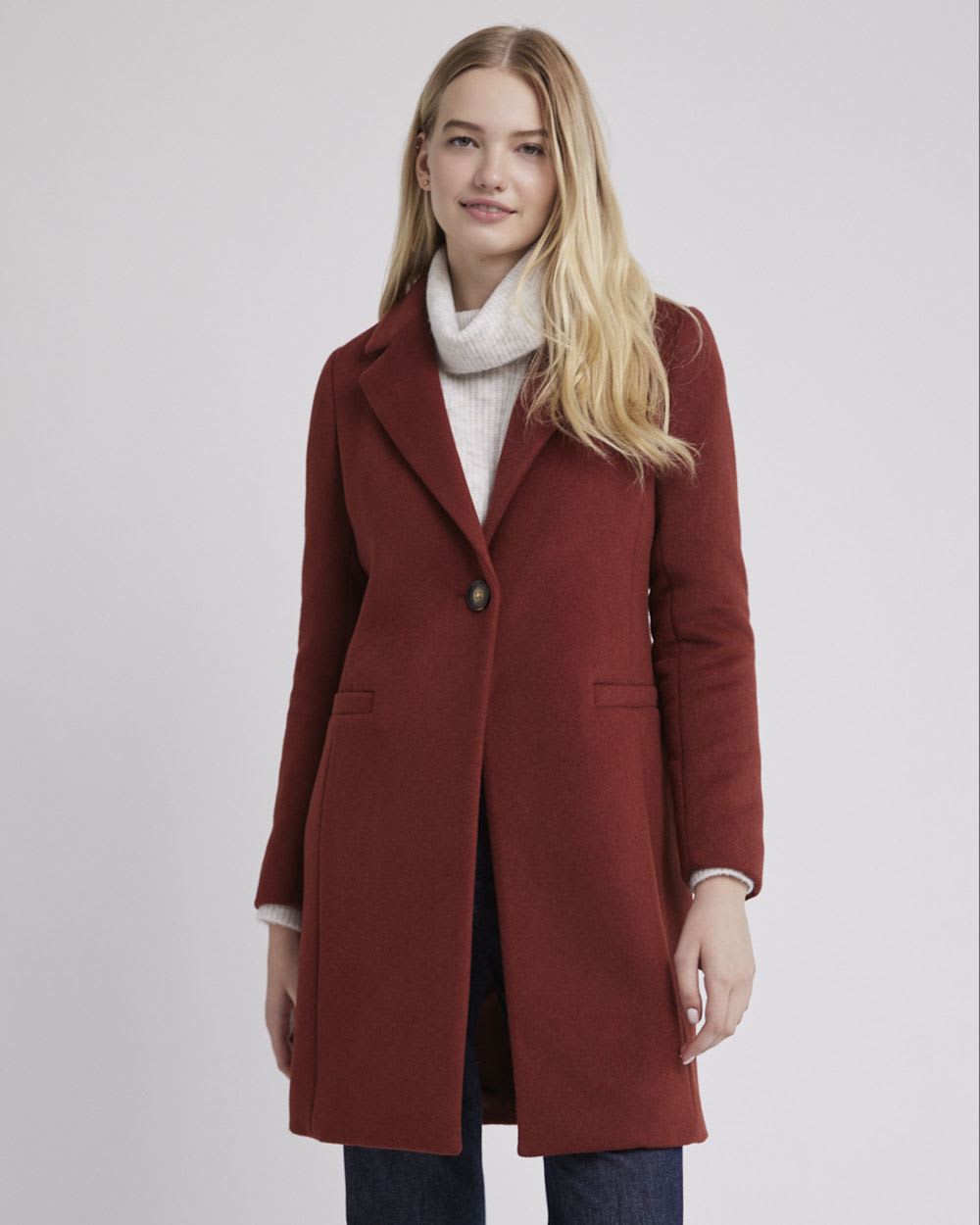 Classic One-Button Wool Coat