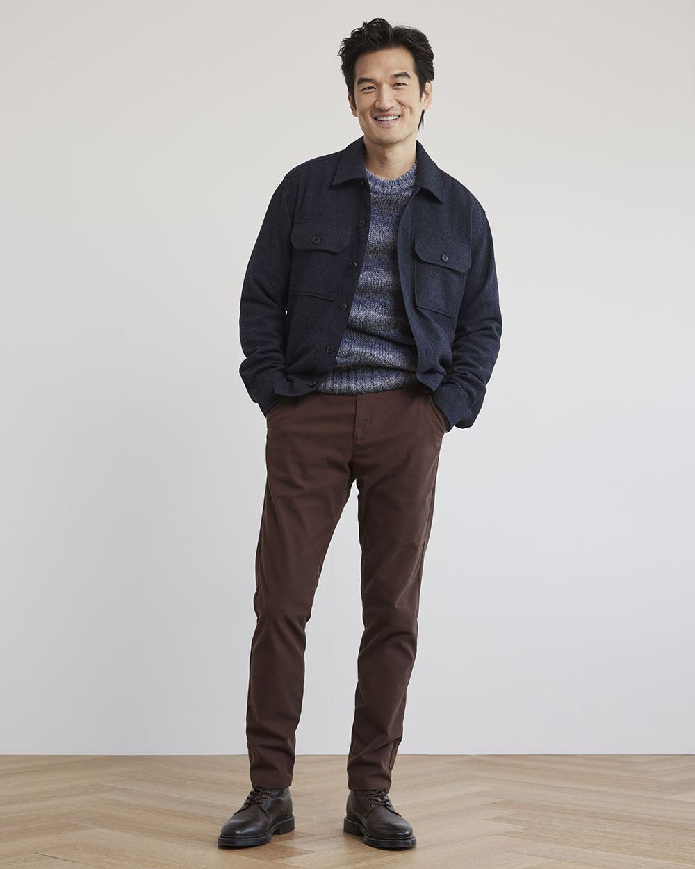 Striped Long-Sleeve Crew-Neck Sweater