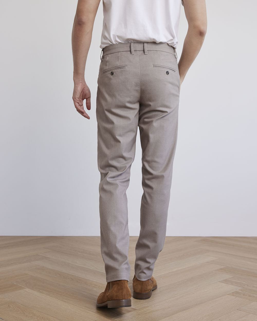 Solid Slim-Fit Brushed Pants