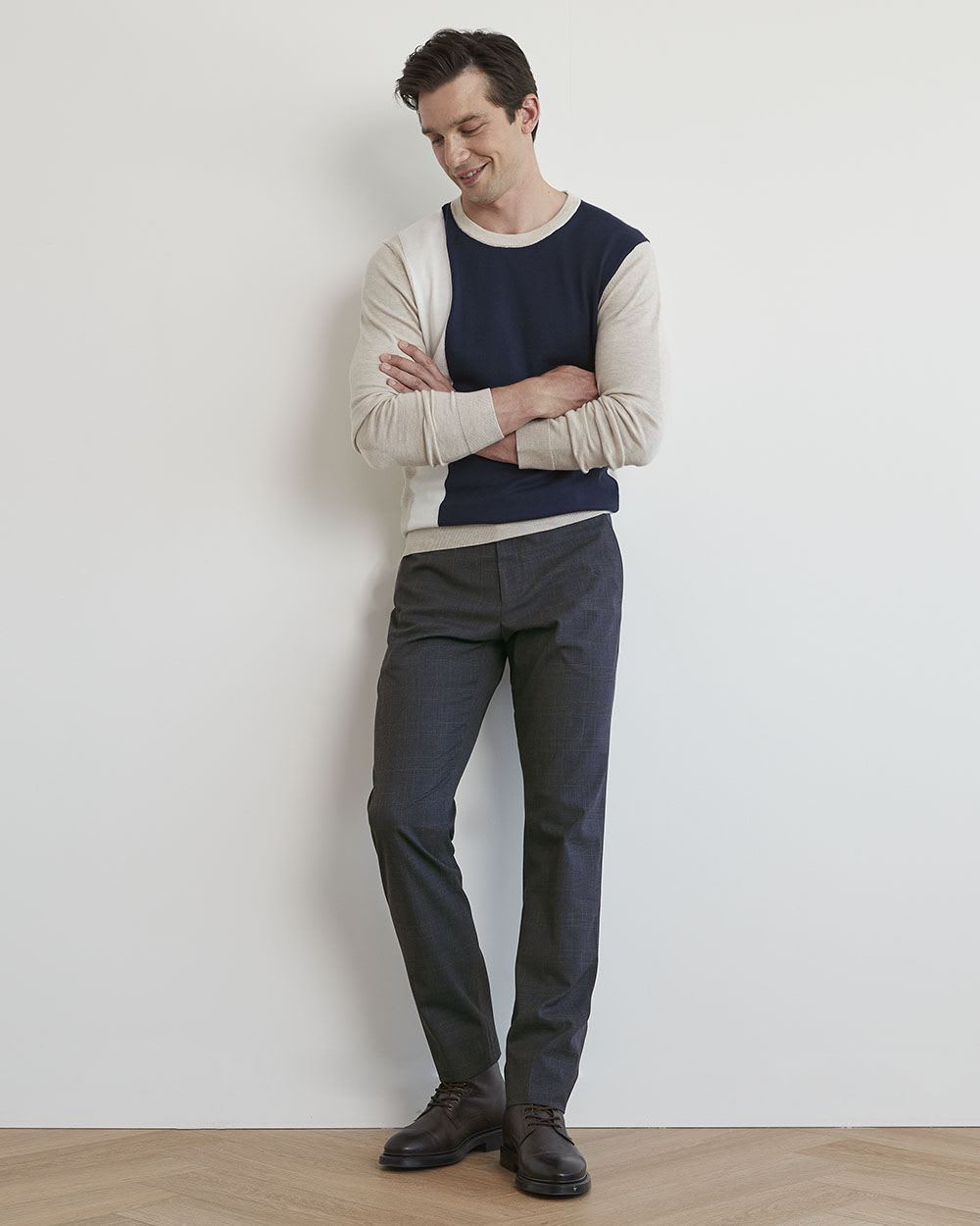 Slim-Fit Plaid Navy City Pant