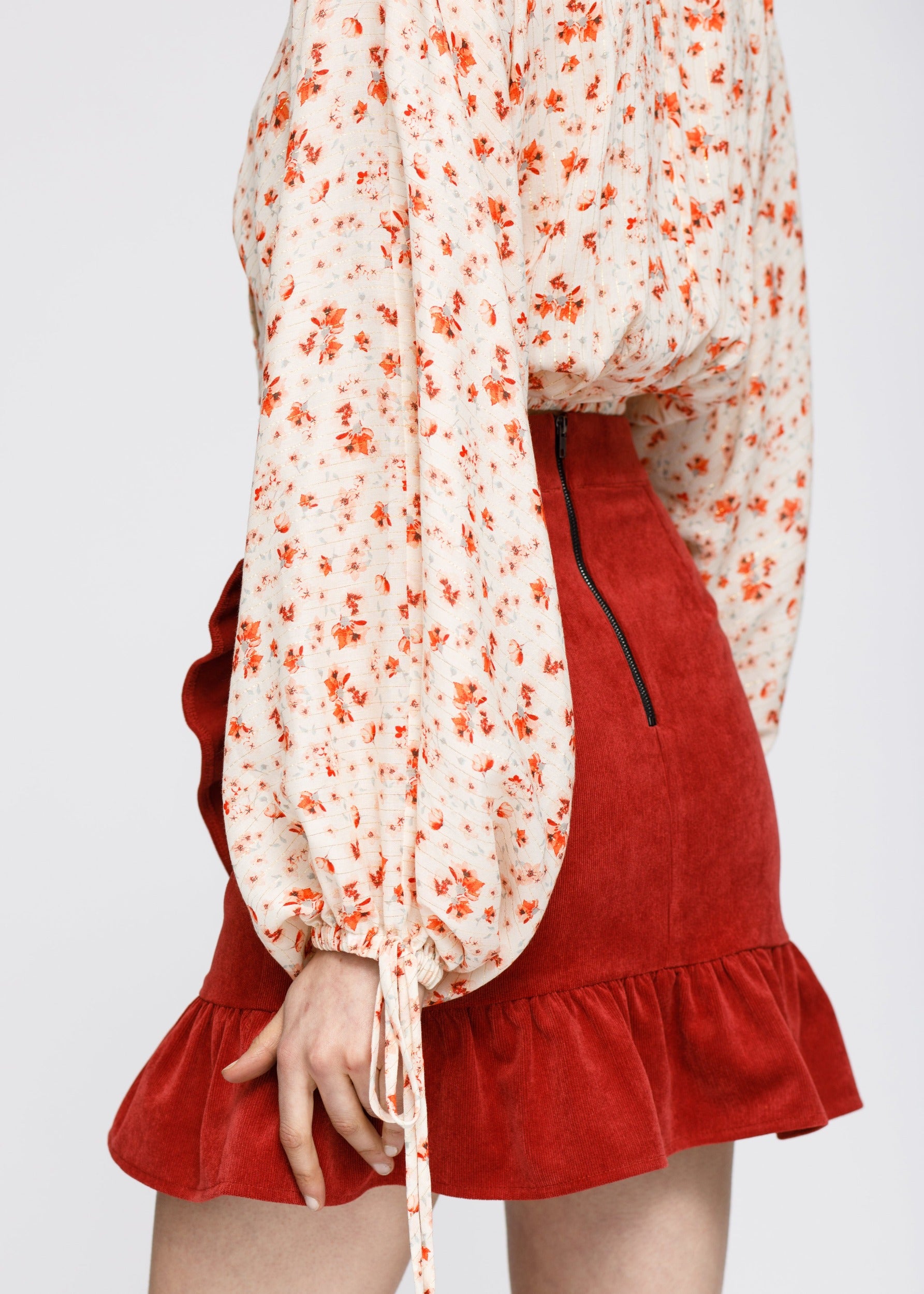 Nurode Floral Wrap Front Crop Blouse
