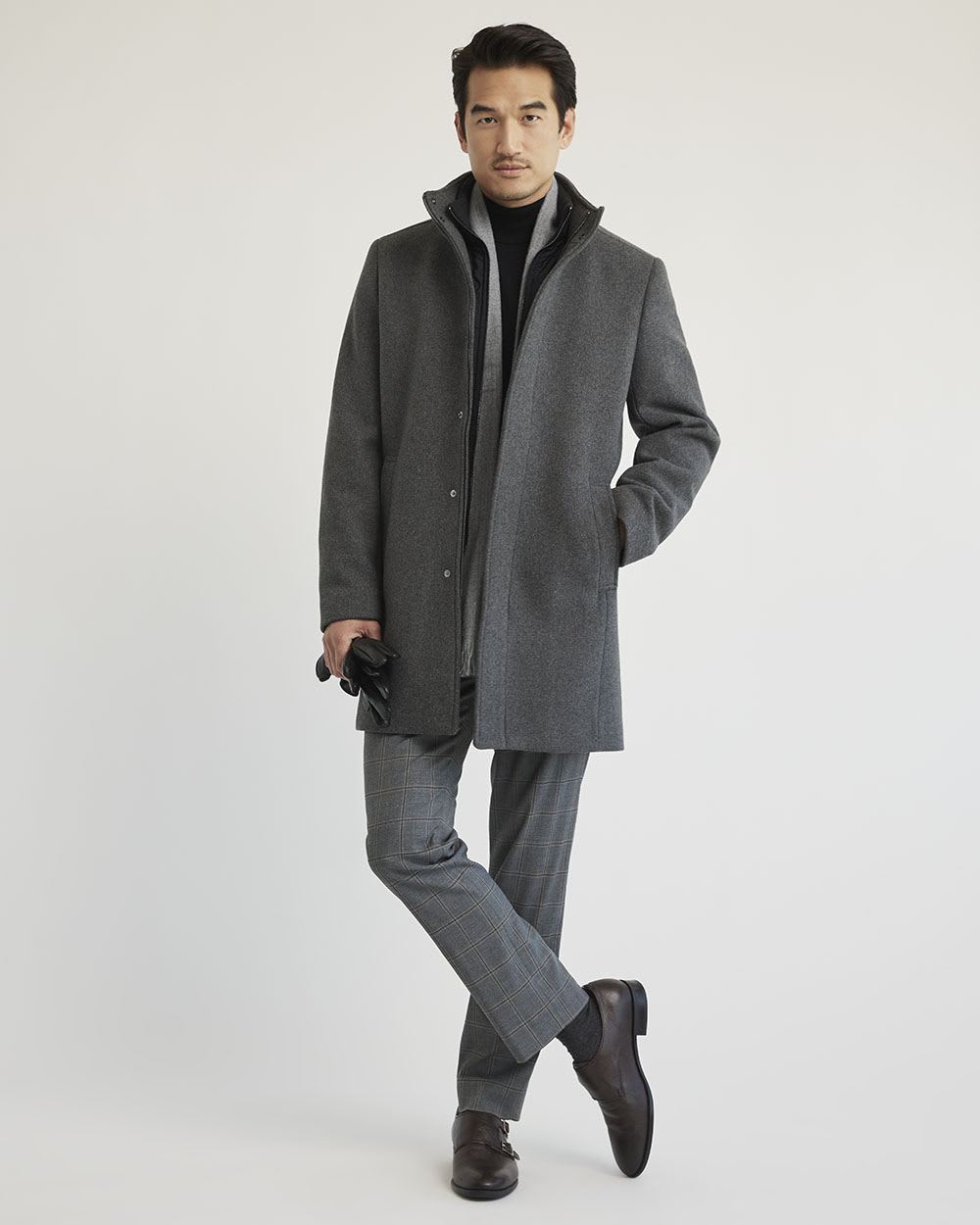 Classic Wool Coat with Mock Neckline