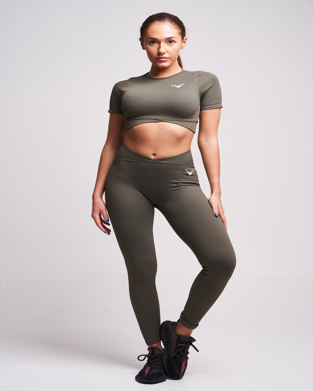 Twill Active - Fina Recycled Rib Criss Cross Crop Top - Petrol