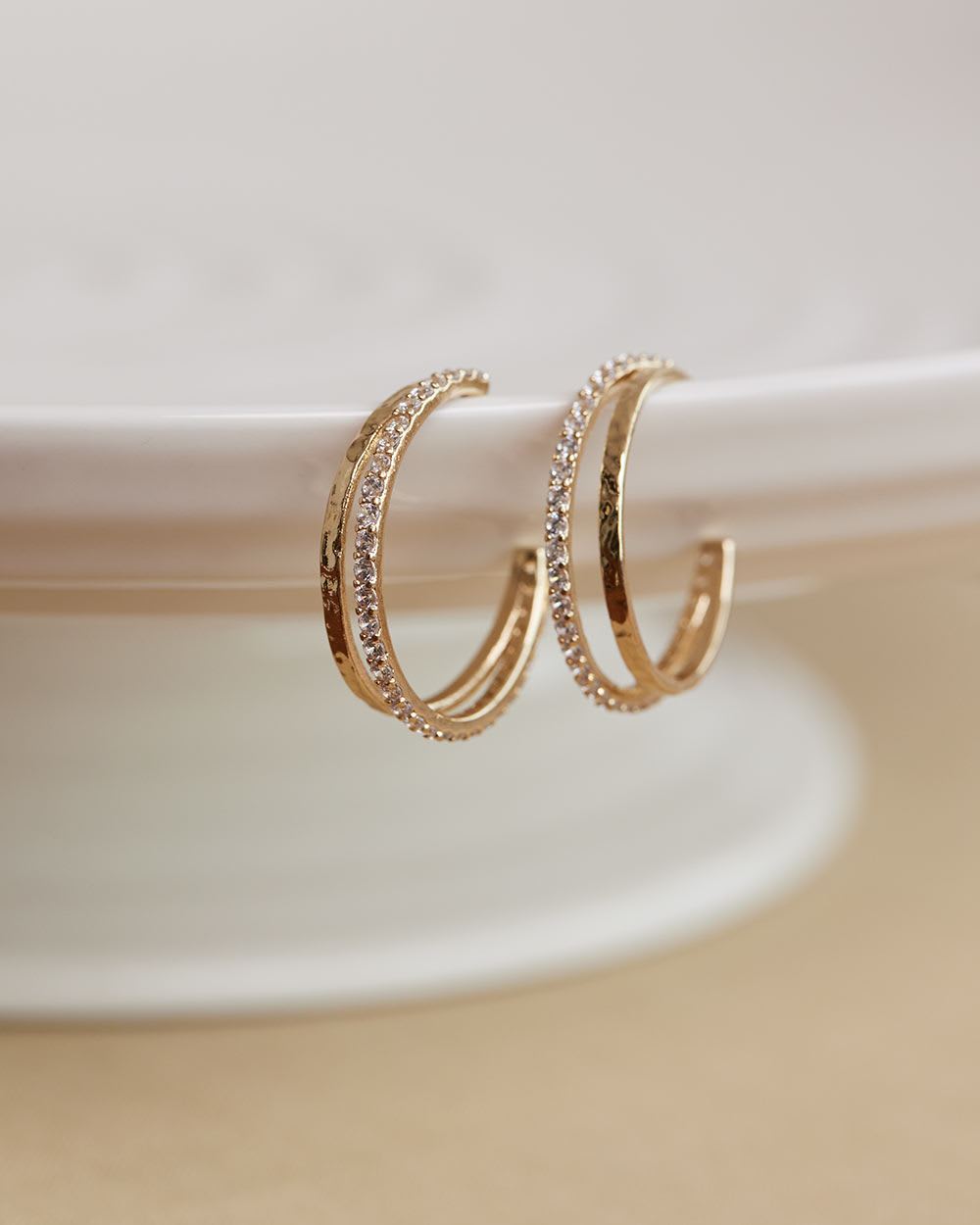 Golden Hoops with Rhinestones