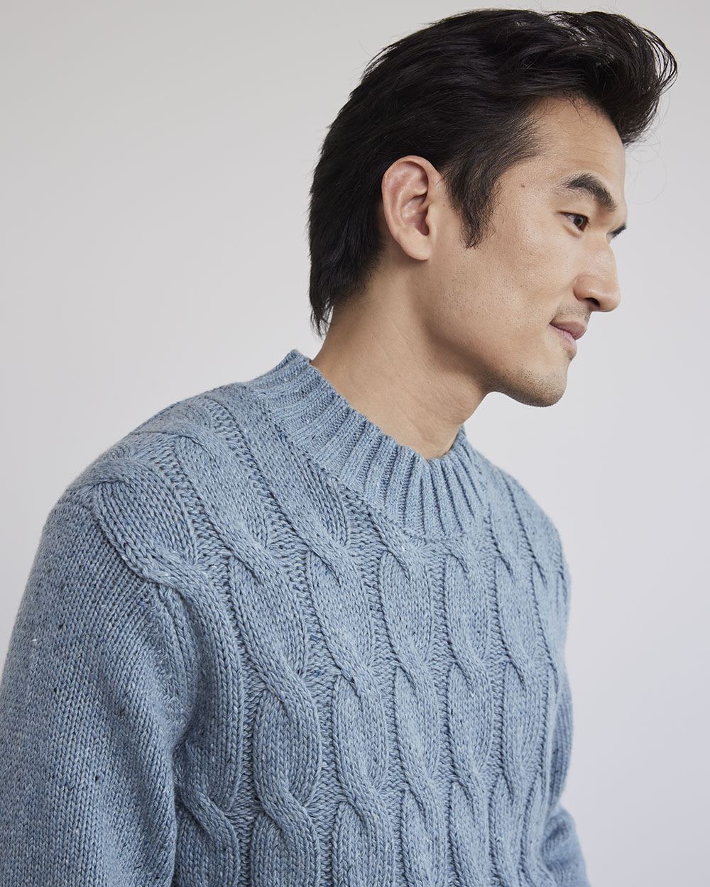 Long-Sleeve Mock-Neck Sweater with Neps