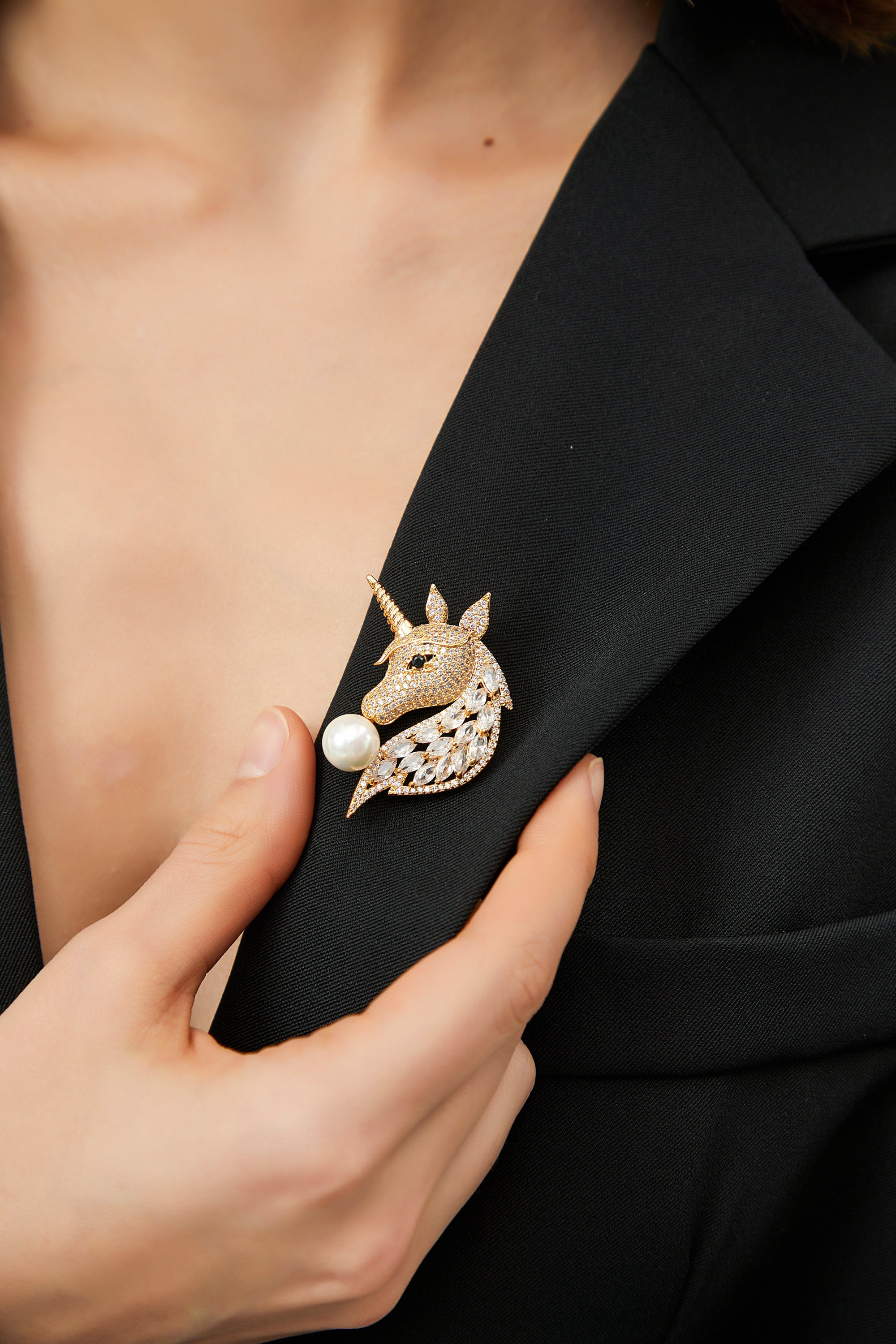 Classicharms-Pavé Unicorn Brooch & Necklace Set