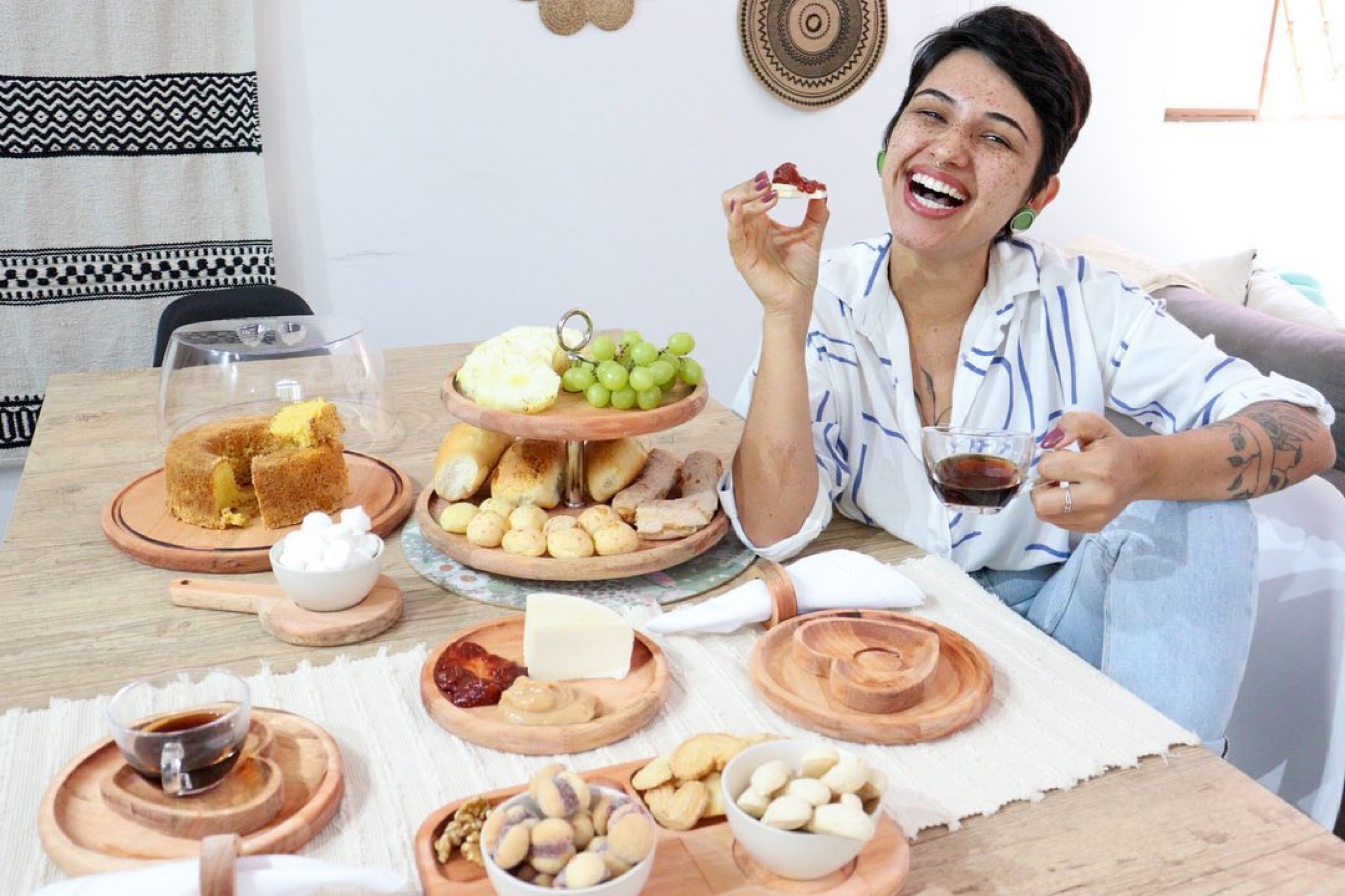 Liptus Collection Serving Platter with 2 Ceramic Bowls Ivory 30x18x6cm