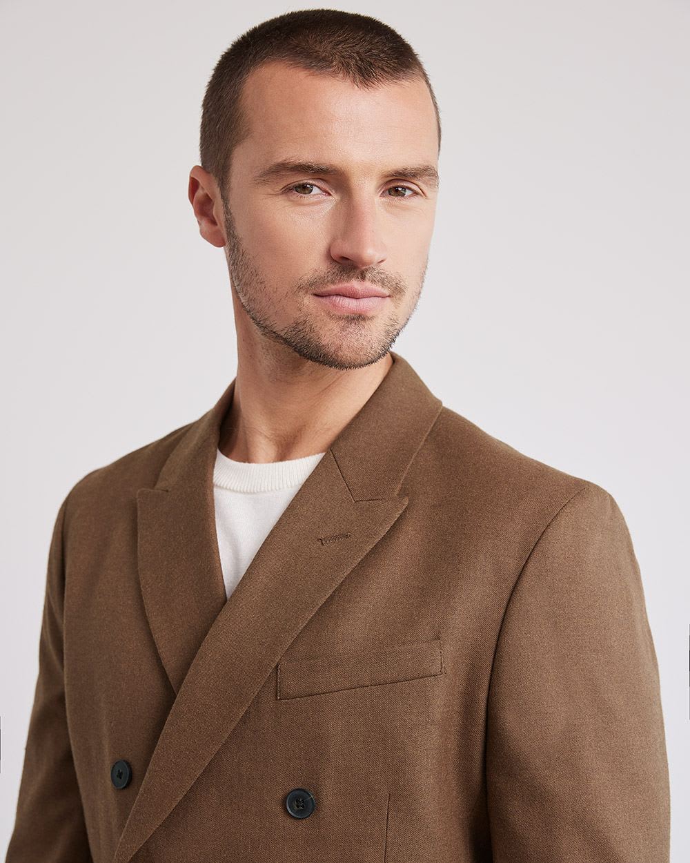 Tailored-Fit Brushed Twill Cacao Blazer