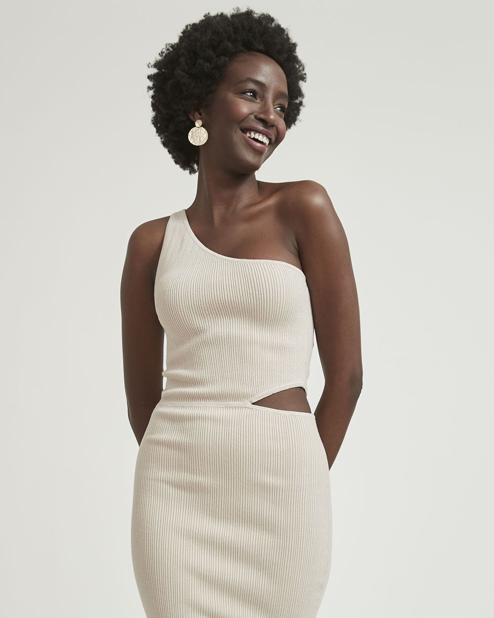 One-Shoulder Bodycon Knit Dress