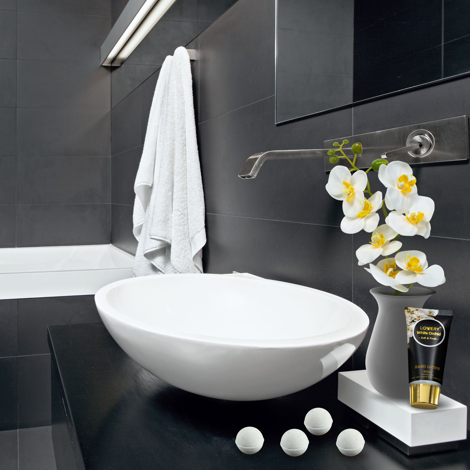 Lovery Home Spa Gift Baskets - Plant Essential Oil With White Orchid Soap Petals