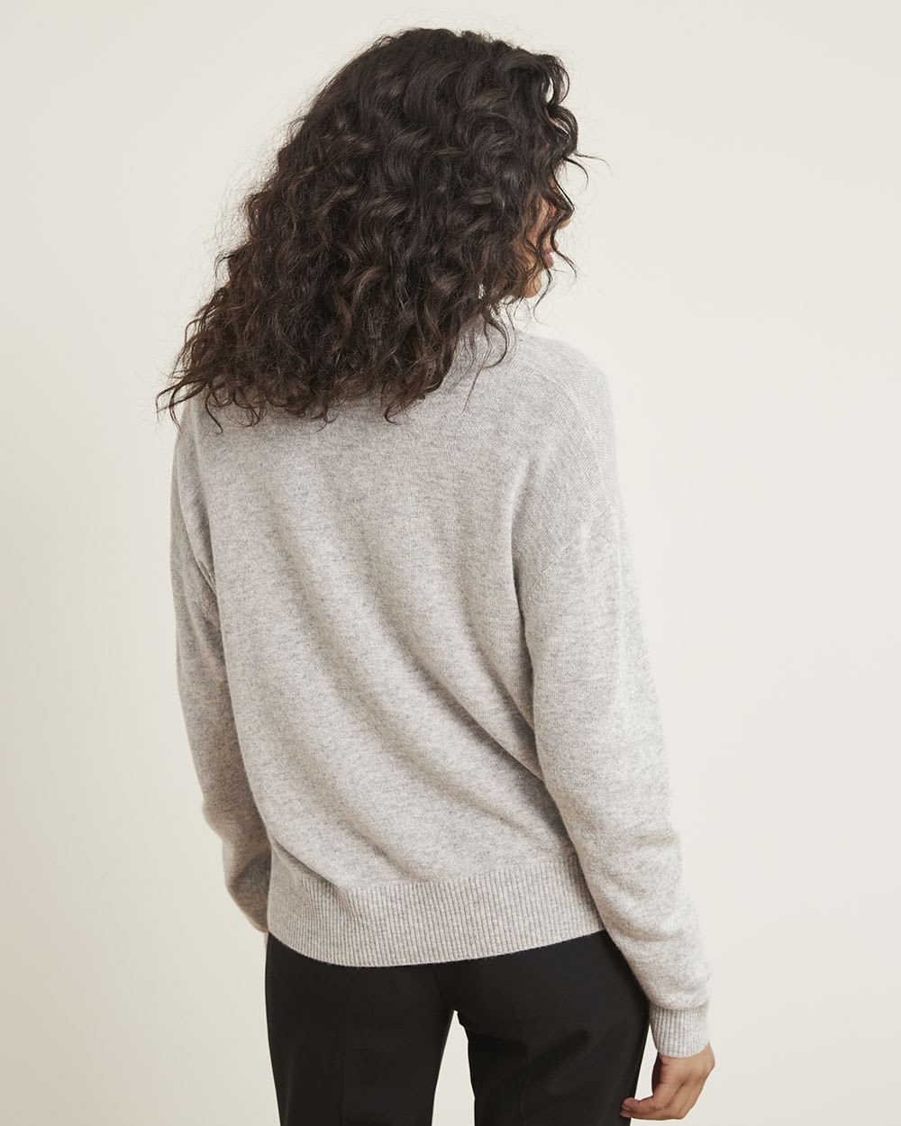 Long-Sleeve V-Neck Cashmere-Blend Sweater