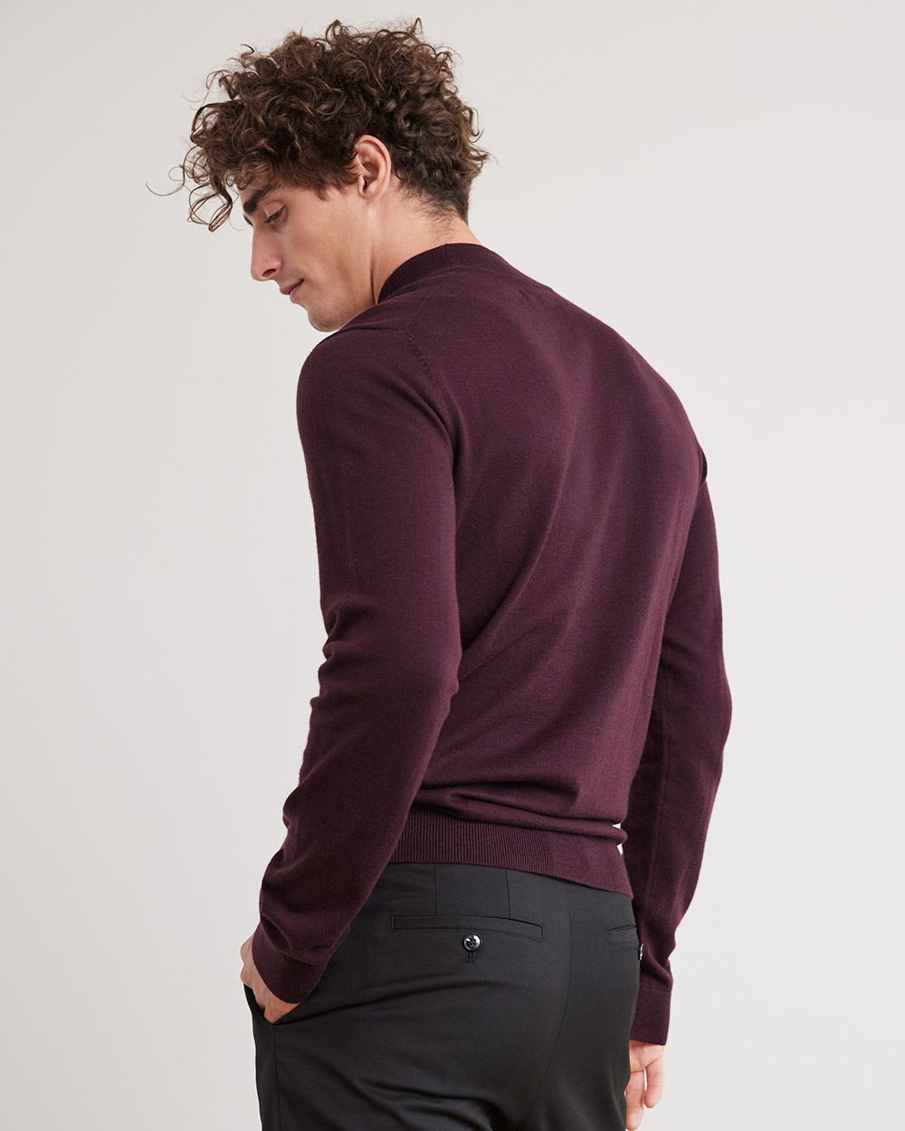 Solid Long-Sleeve Mock-Neck Sweater