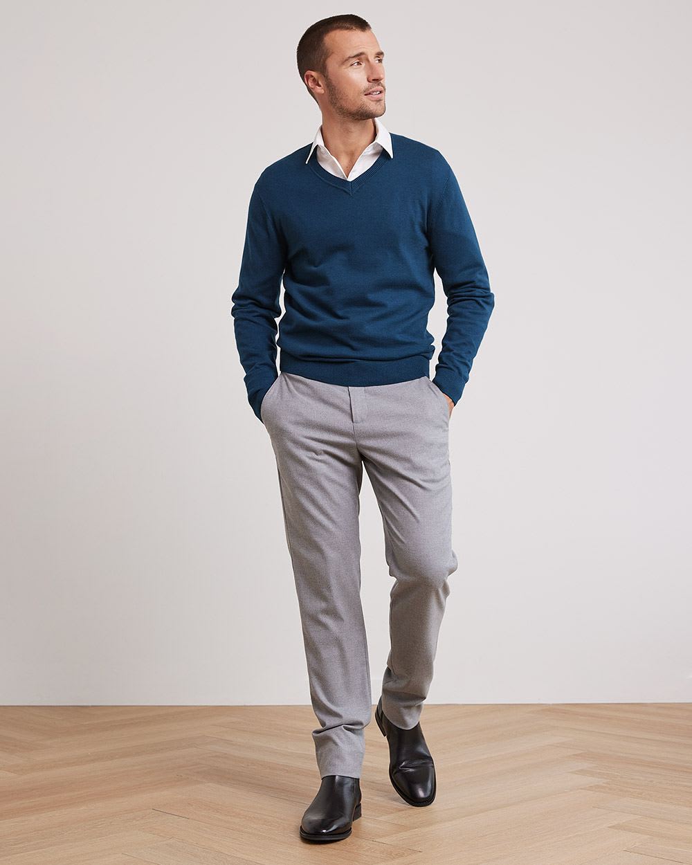 Basic Long-Sleeve V-Neck Sweater