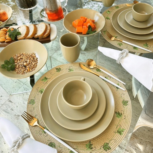 Oxford Unni Olive 20 Pieces Dinnerware Set Service for 4 - Satin Effect