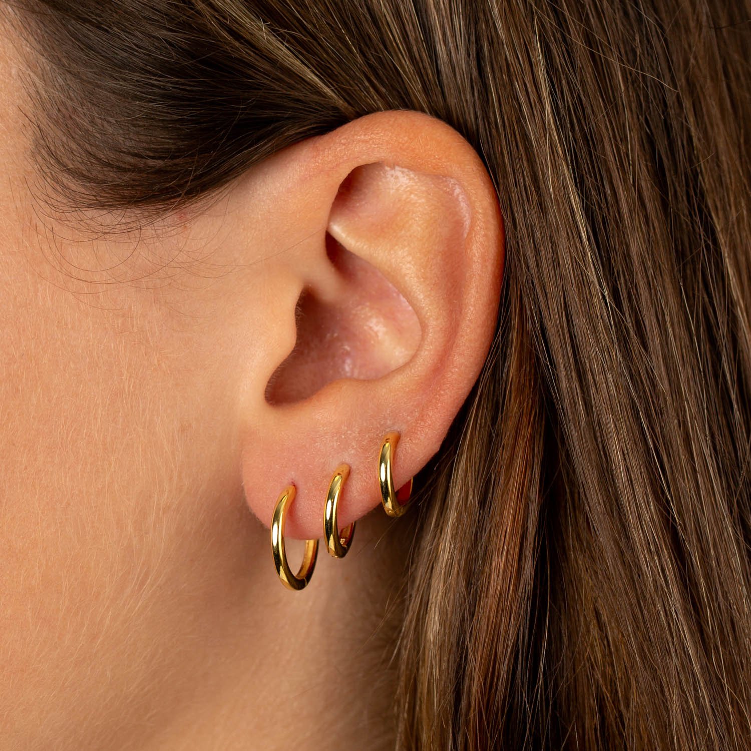 By Adina Eden -SOLID HUGGIE EARRING COMBO SET - GOLD