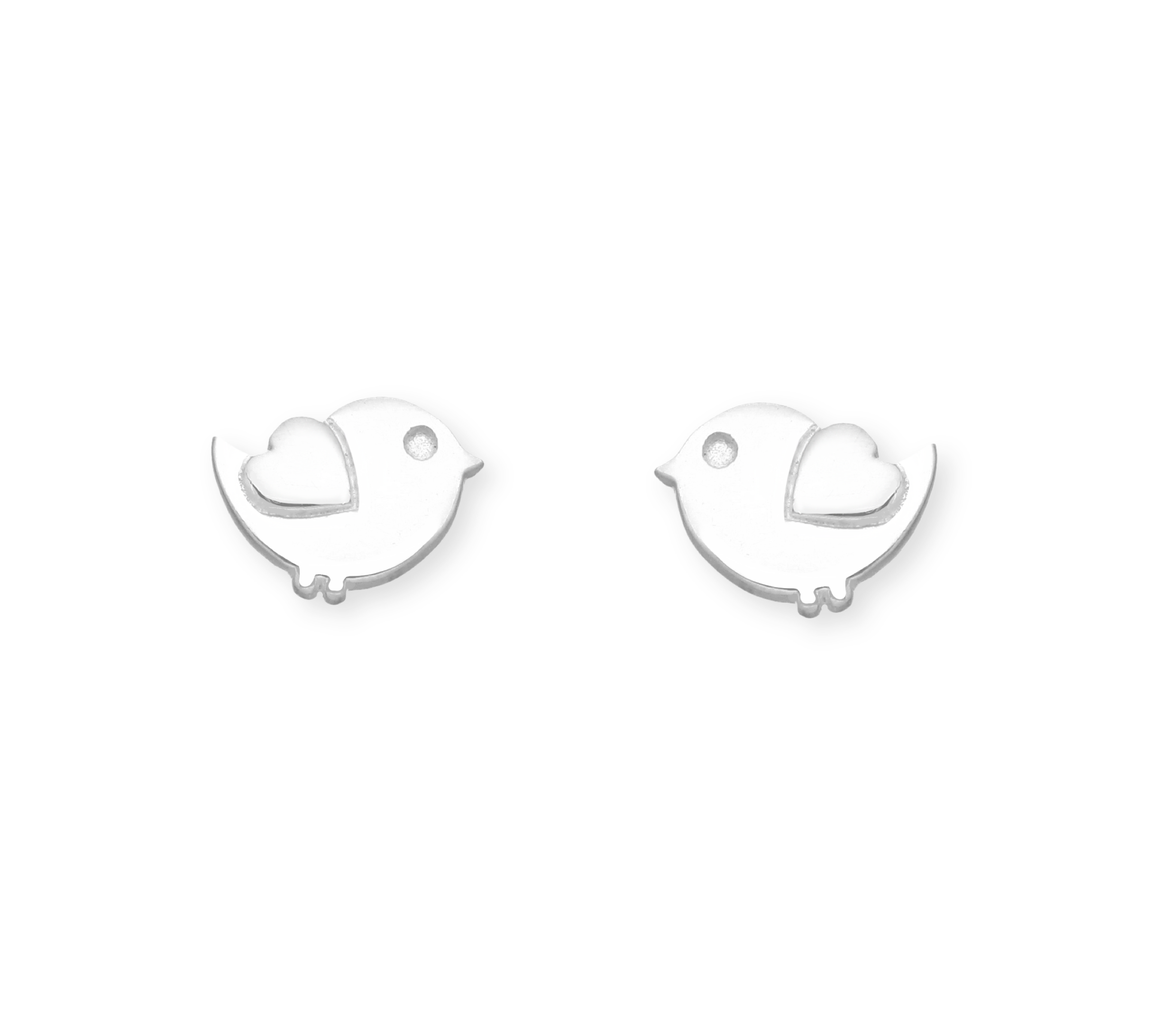 Ag Sterling - Sterling Silver Love Birds Stud Earrings