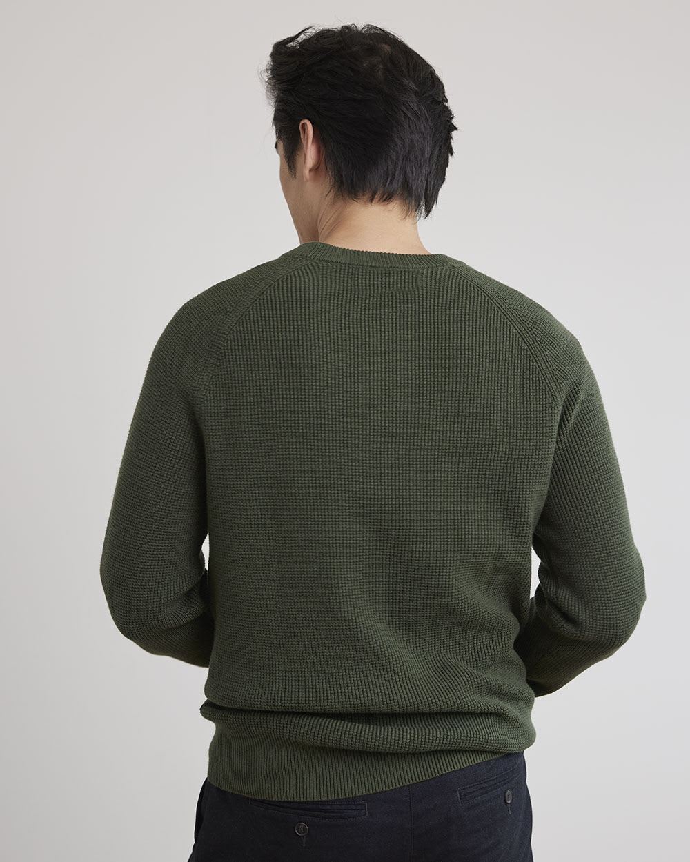 Long-Sleeve Crew-Neck Waffled Sweater