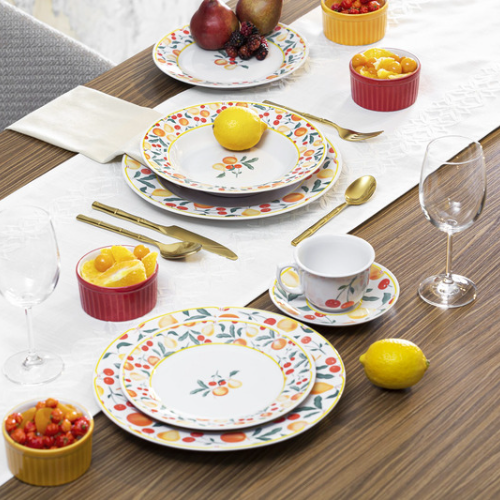 Oxford Flamingo Fruits 30 Pieces Dinnerware Set Service for 6