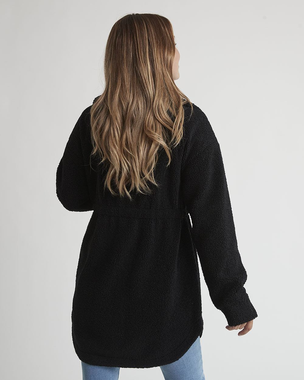 Sherpa Jacket with Zipper Closure - Thyme Maternity