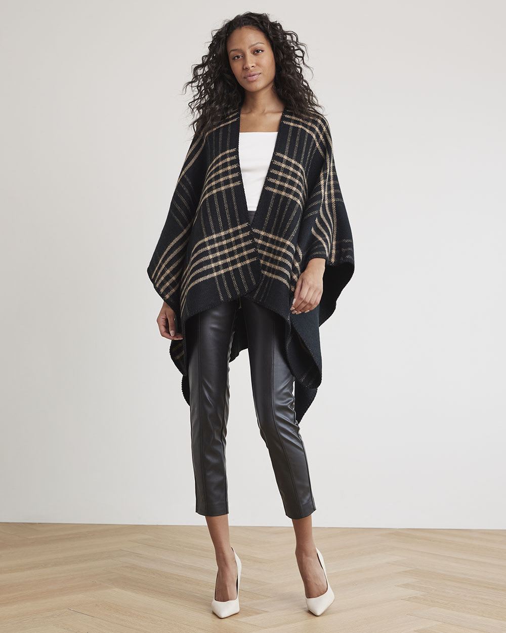 Reversible Plaid Poncho