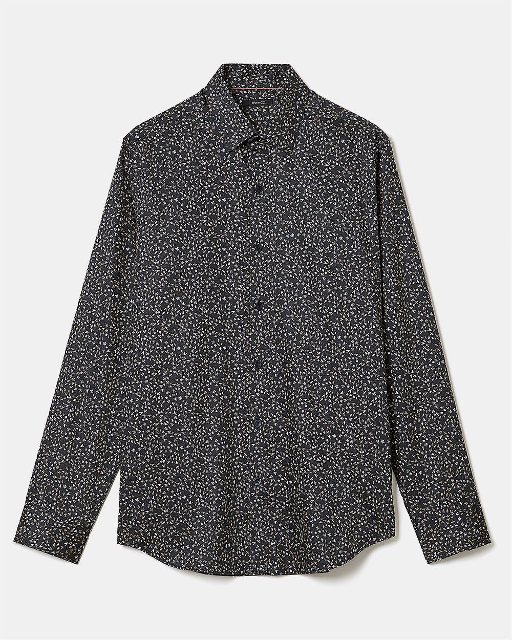 Tailored-Fit Dress Shirt with Micro Foliage Print