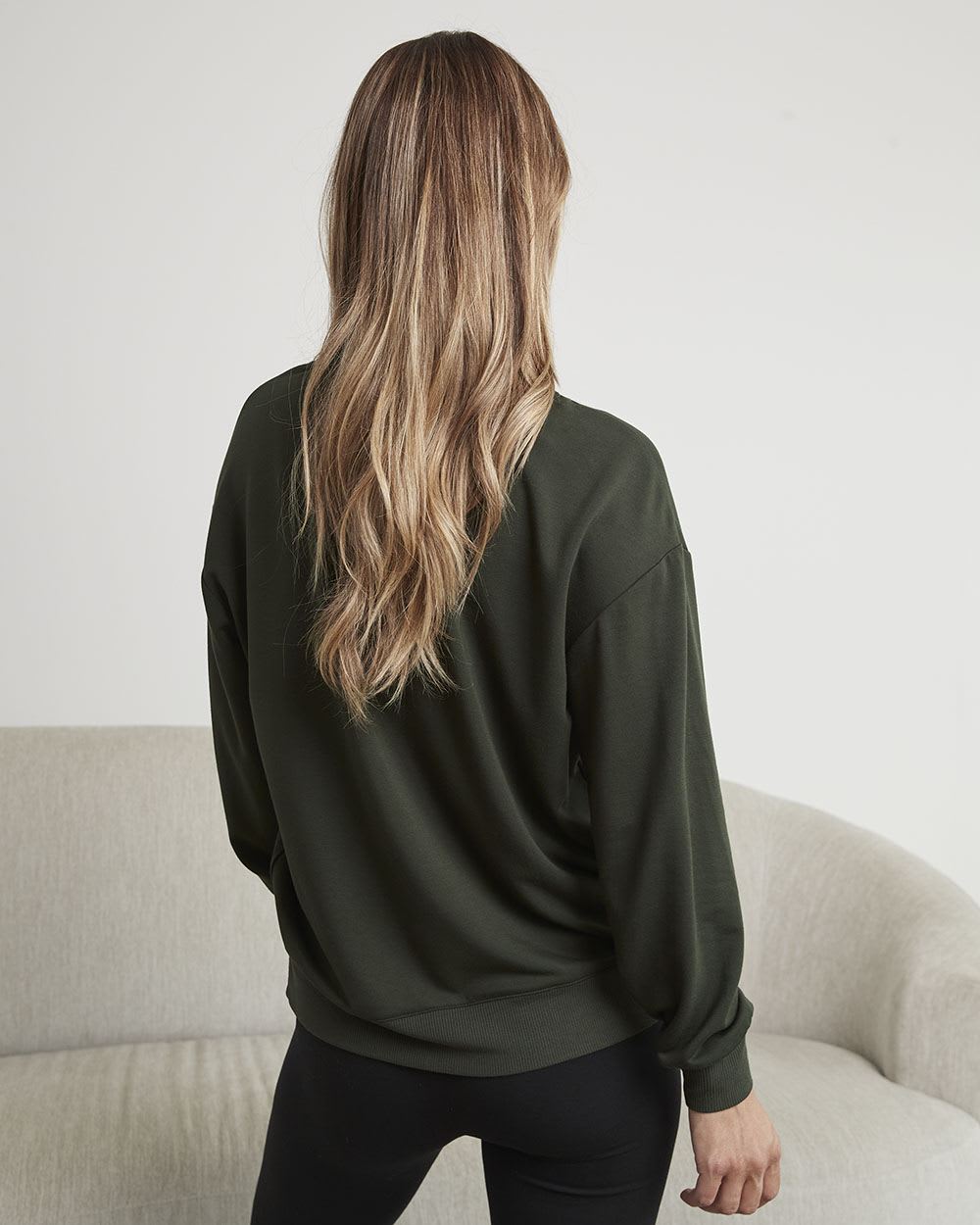 Long-Sleeve Fleece Top with Wrap V Neckline - Thyme Maternity