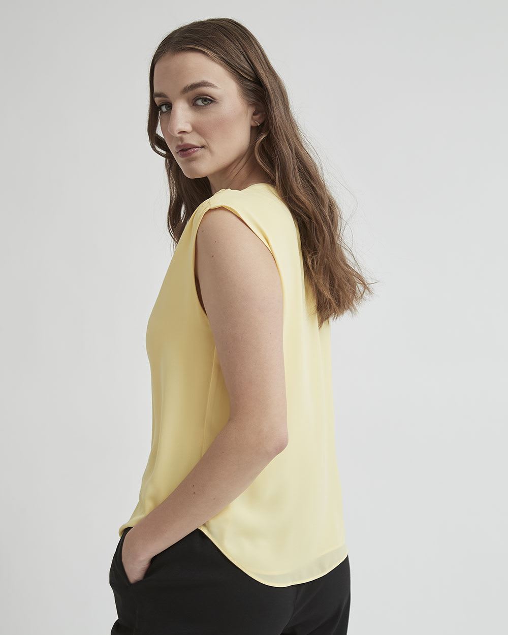 Silky Crepe Split V-Neck Cami