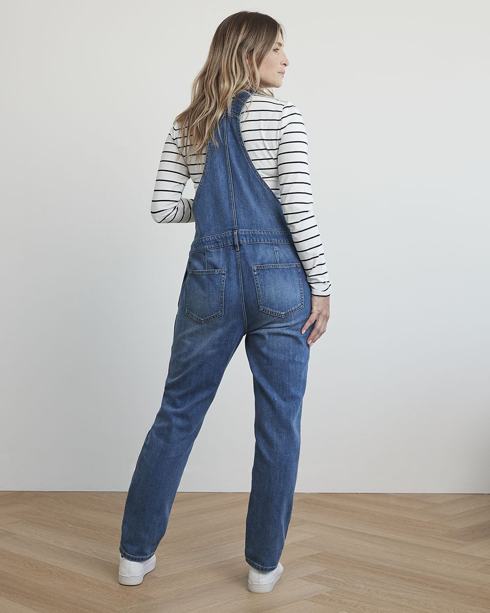 Medium Wash Denim Overalls - Thyme Maternity