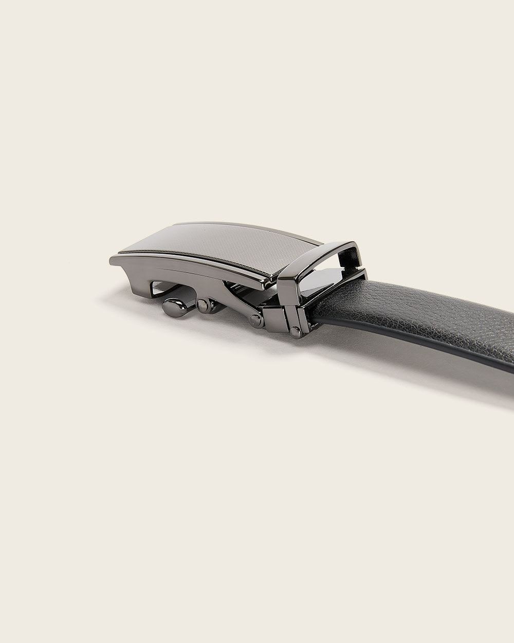 Textured Leather Belt With Automatic Buckle