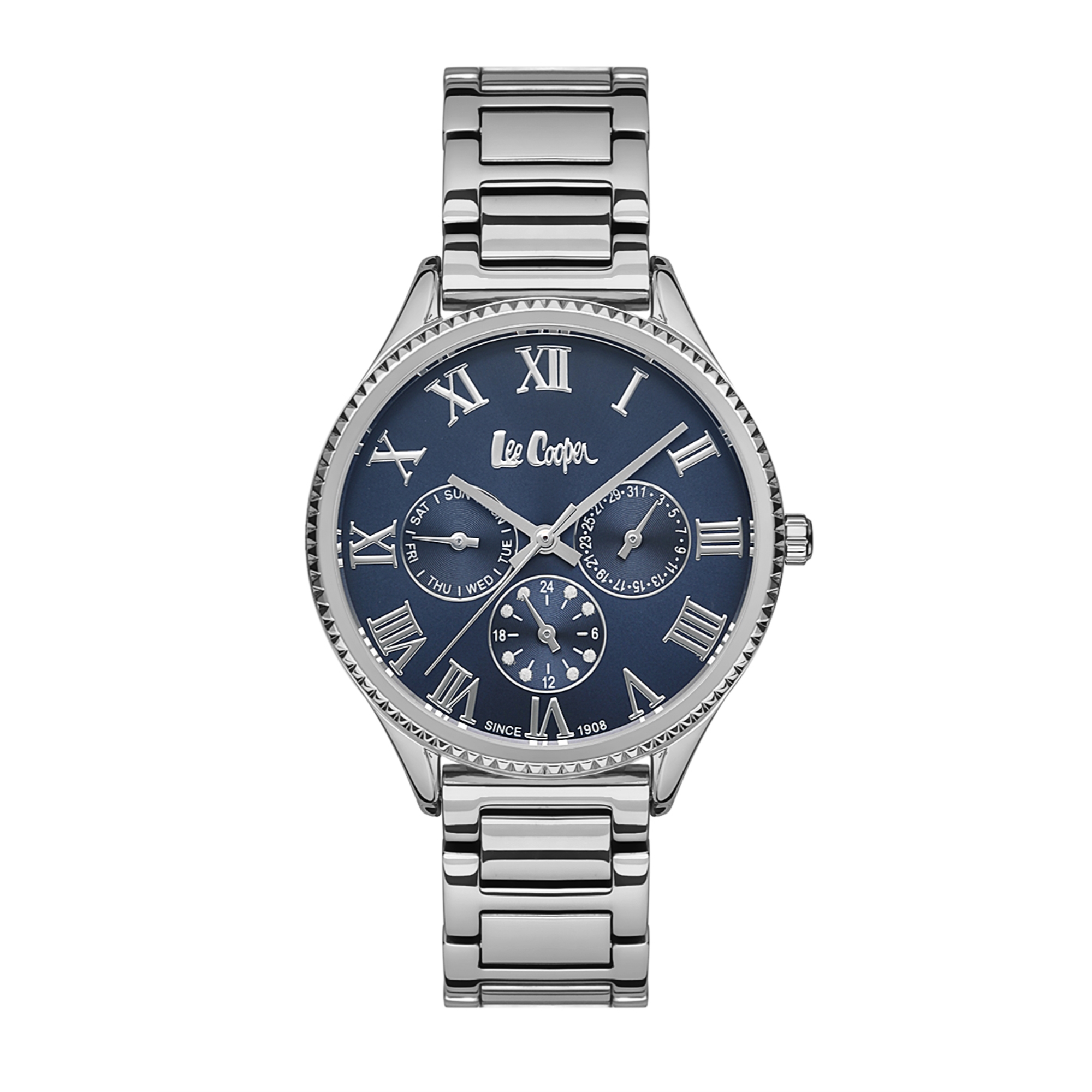 LEE COOPER-Women's Silver 36mm watch w/Blue Dial