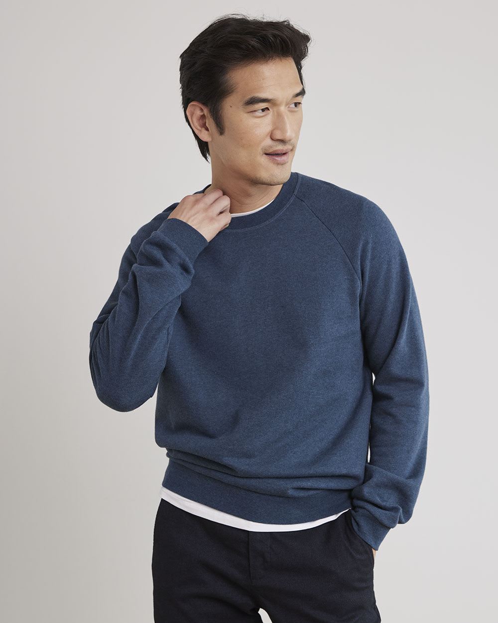 Solid Fleece Crew-Neck Pullover