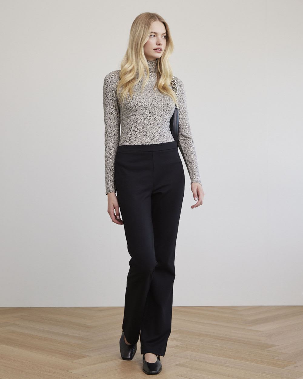 Fitted Long-Sleeve Mock-Neck Tee