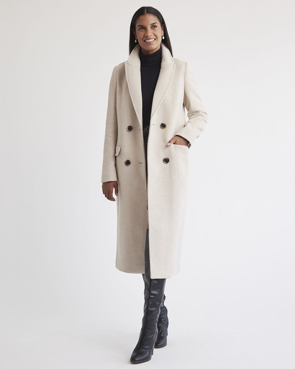 Long Double-Breasted Wool Coat