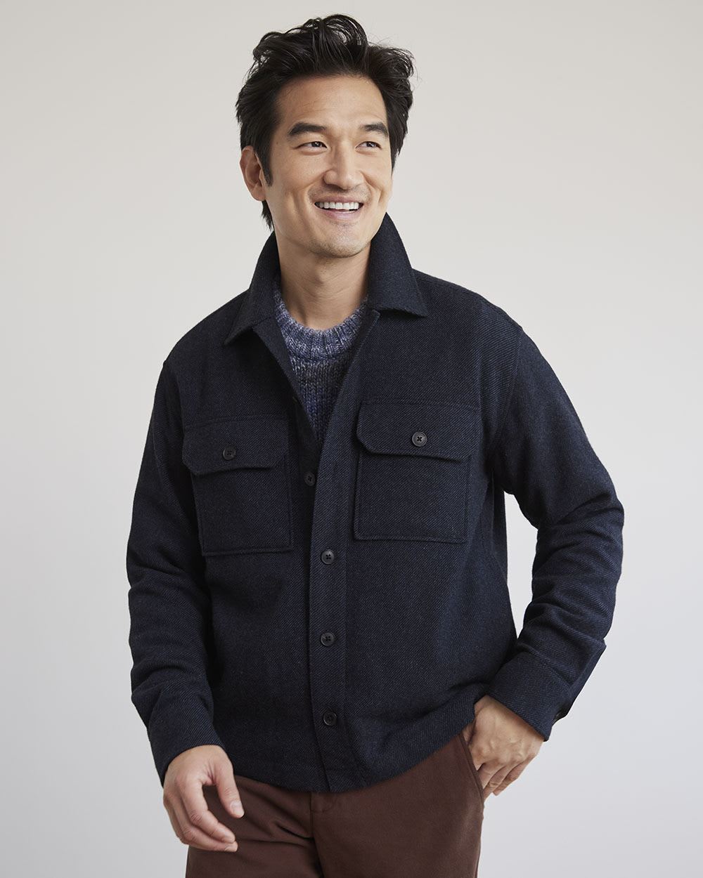 Solid Shacket with Chest Pockets