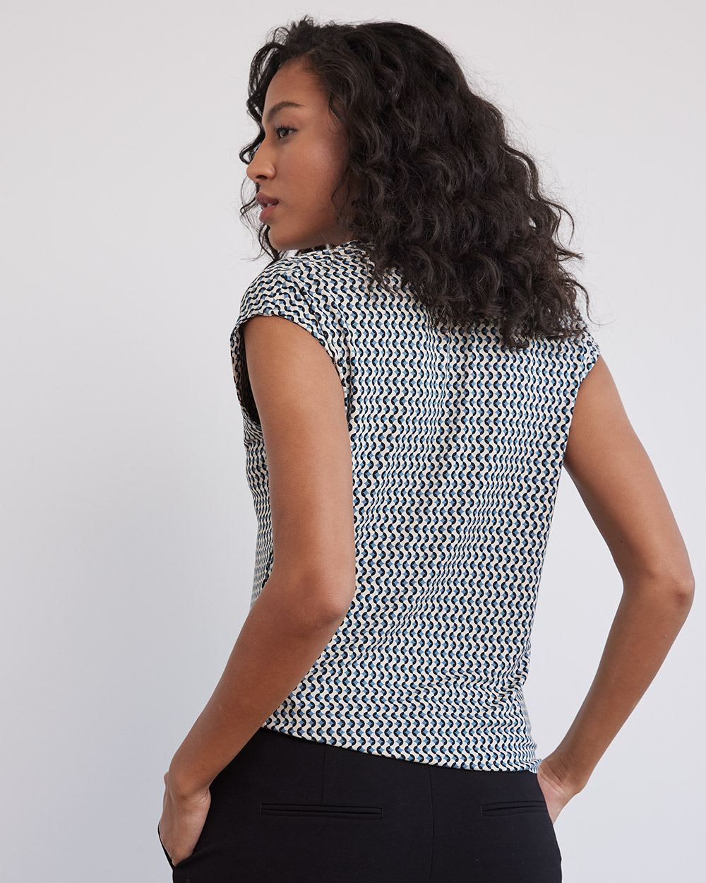 Extended-Sleeve V-Neck Fitted Tee