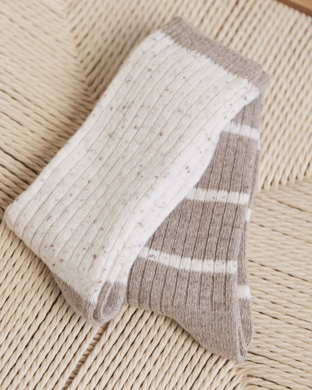 Two-Tone Cozy Socks, 2 pairs